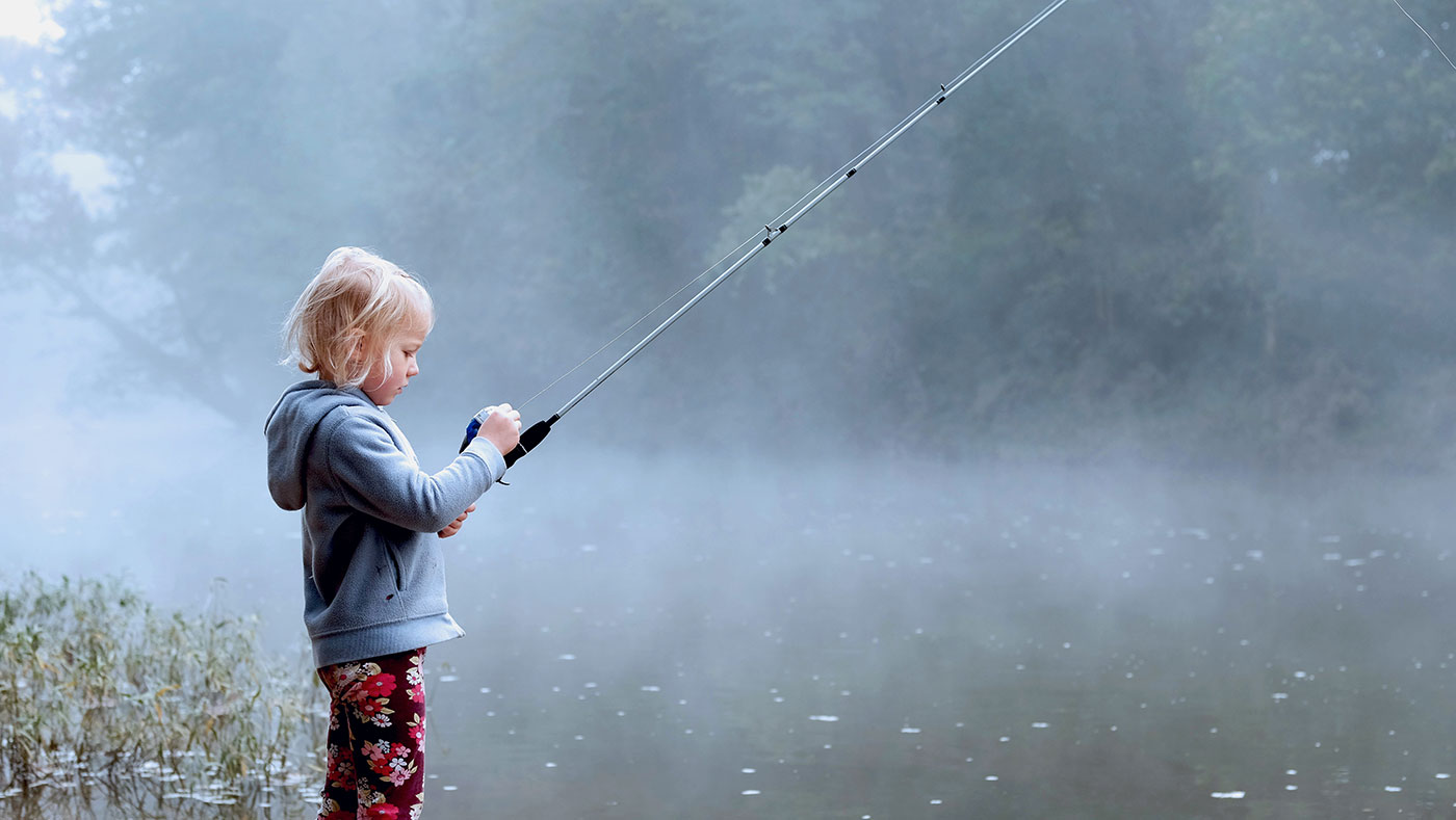 young girl fishing
