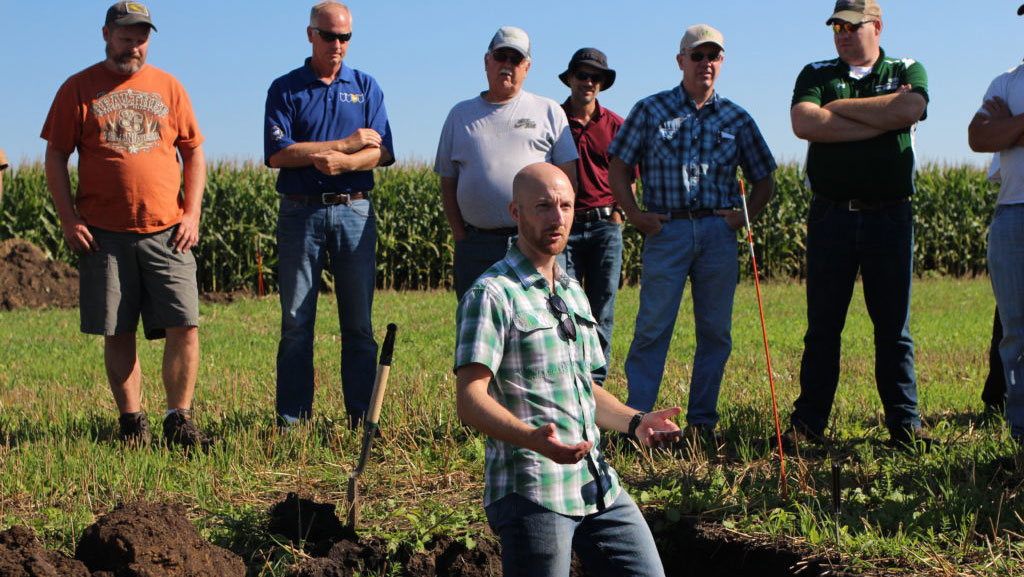 Nick Goeser speaks to farmers about soil health